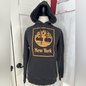 Vintage Timberland Black With Brown Logo Regular Fit Pullover Hoodie Sz Medium